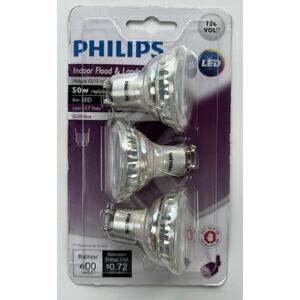 Philips 50W GU10 Base LED Indoor, Floodlight, & Landscape Light Bulbs 120 Volt